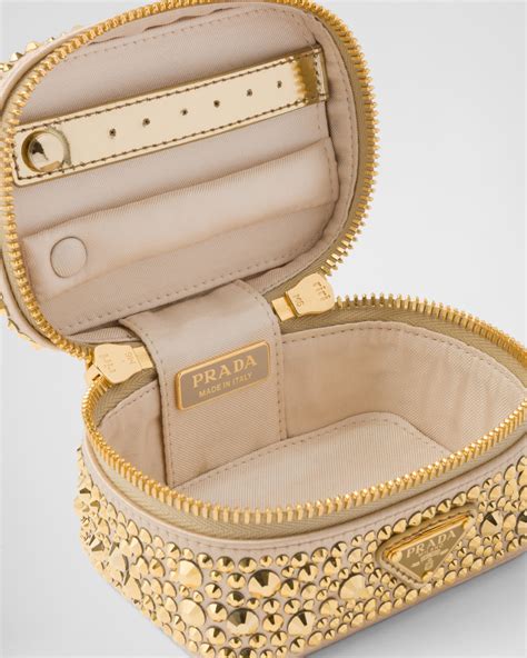 beauty case donna prada|Platinum Satin jewelry beauty case with crystals .